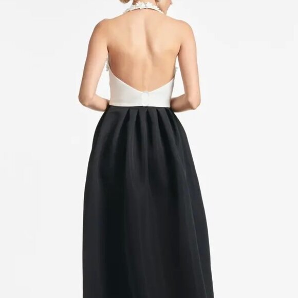 Sachin & Babi Black Ivory Dominique Two-Tone Floral Applique Gown - Picture 5 of 7